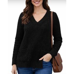 C&C California Wool Cashmere blend vneck chunky neck sweater m